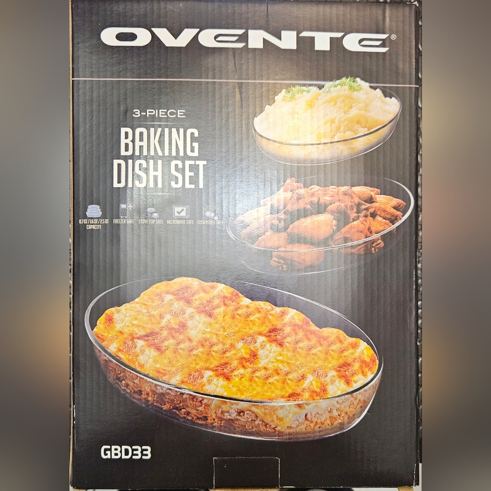 3-Piece Baking Dish Set - Clear